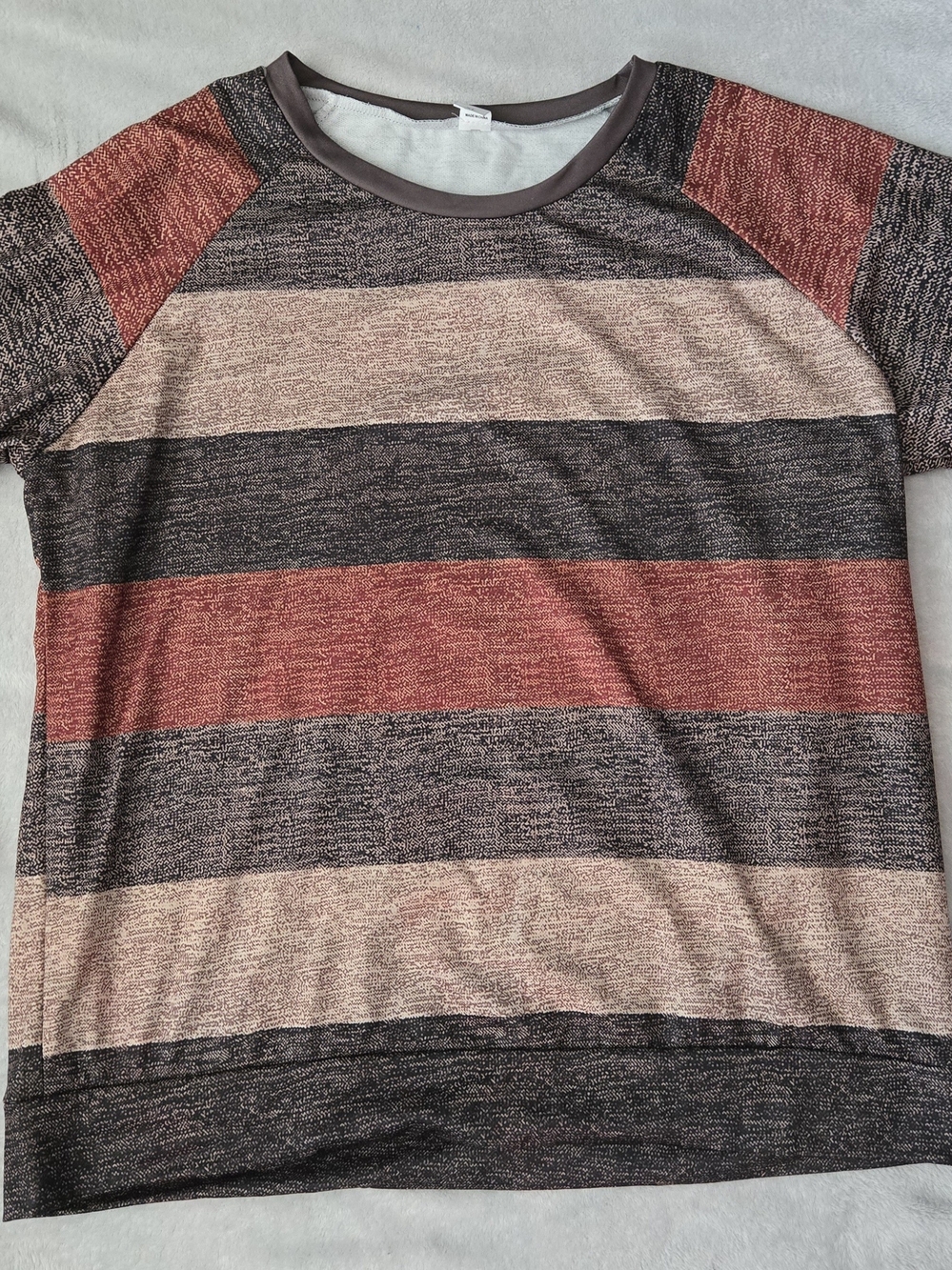 Womens Long -Sleeve Striped Tee - Rust, Cream & Charcoal